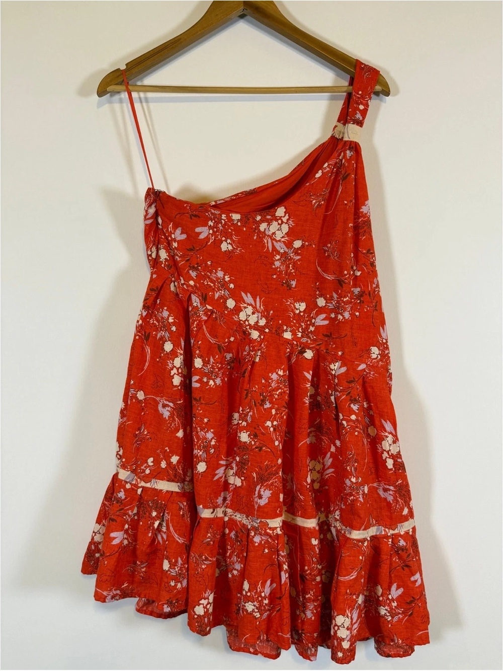 Free People Red Floral One-Shoulder Sundress